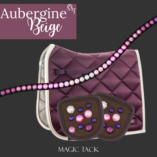 Aubergine Beige Reithandschuh Patches