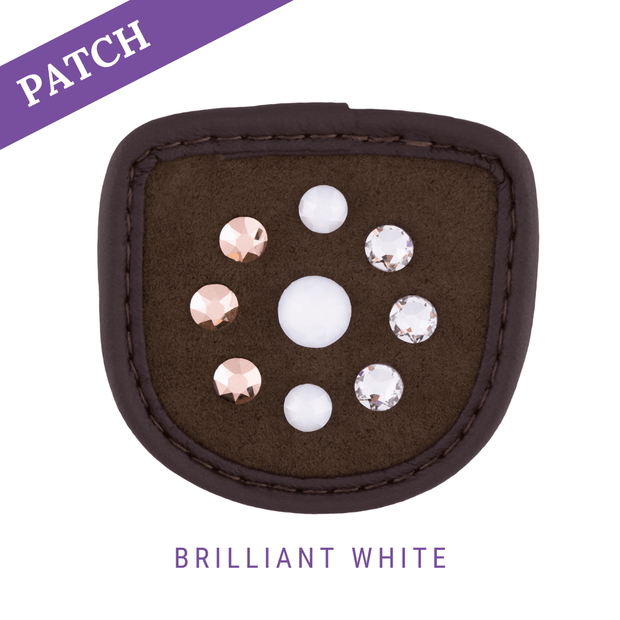 Brilliant White Reithandschuh Patch braun