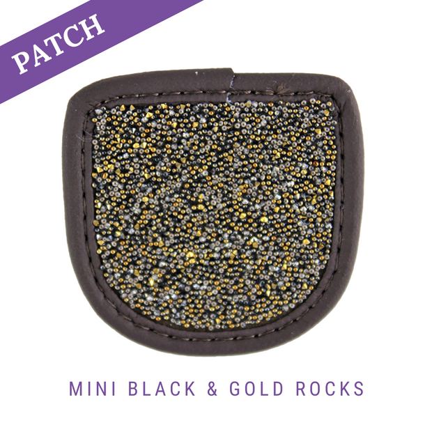 Mini Black & Gold Rocks Reithandschuh Patch braun