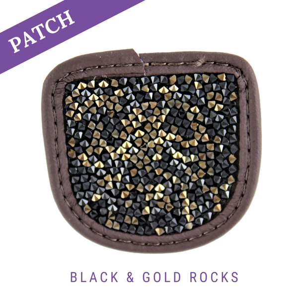 Black & Gold Rocks Reithandschuh Patch braun