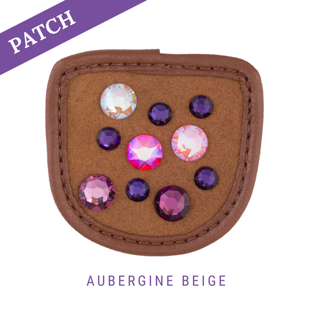Aubergine Beige Reithandschuh Patches