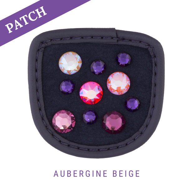 Aubergine Beige Reithandschuh Patches