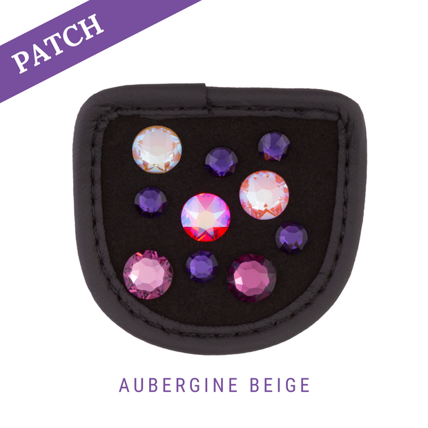 Aubergine Beige Reithandschuh Patches