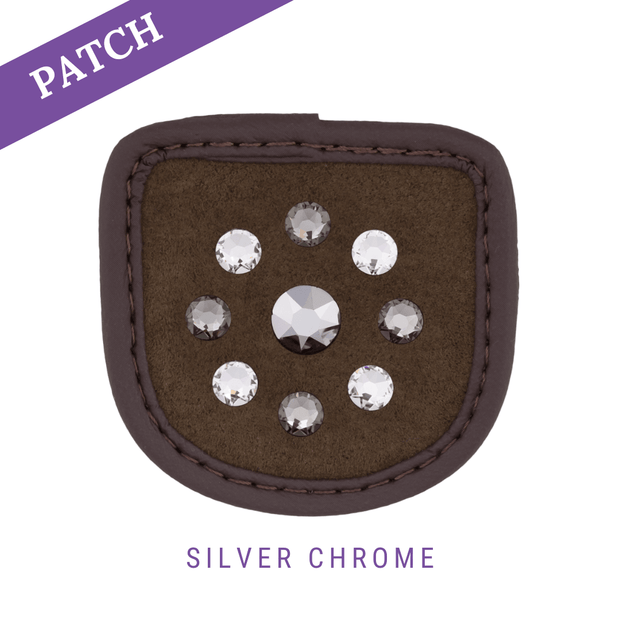 Silver Chrome Reithandschuh Patch braun