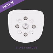 Silver Chrome Reithandschuh Patch weiß