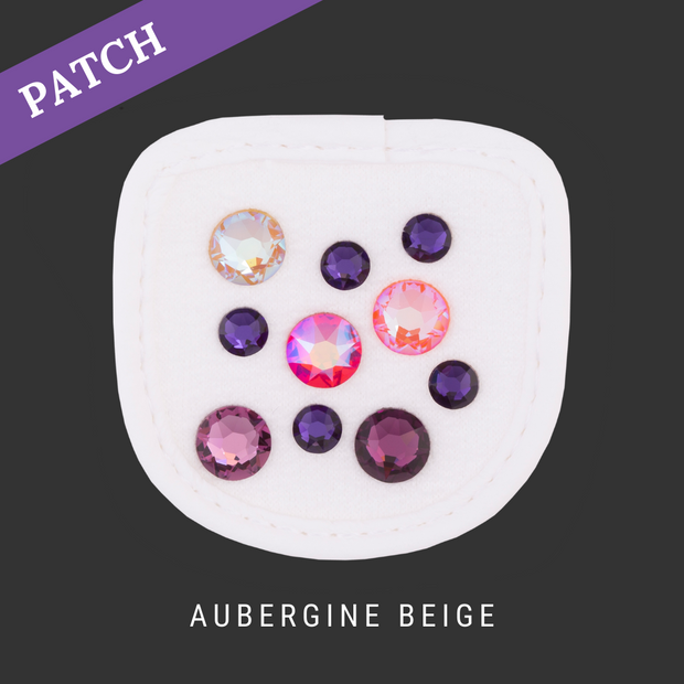 Aubergine Beige Reithandschuh Patches
